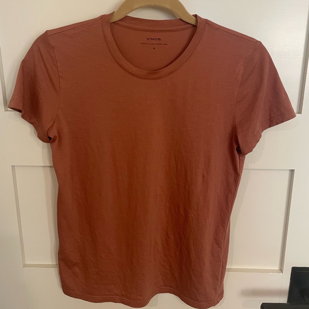 Vince 100% Pima Cotton Crew Neck Tee, Perfect Condition, Terracotta